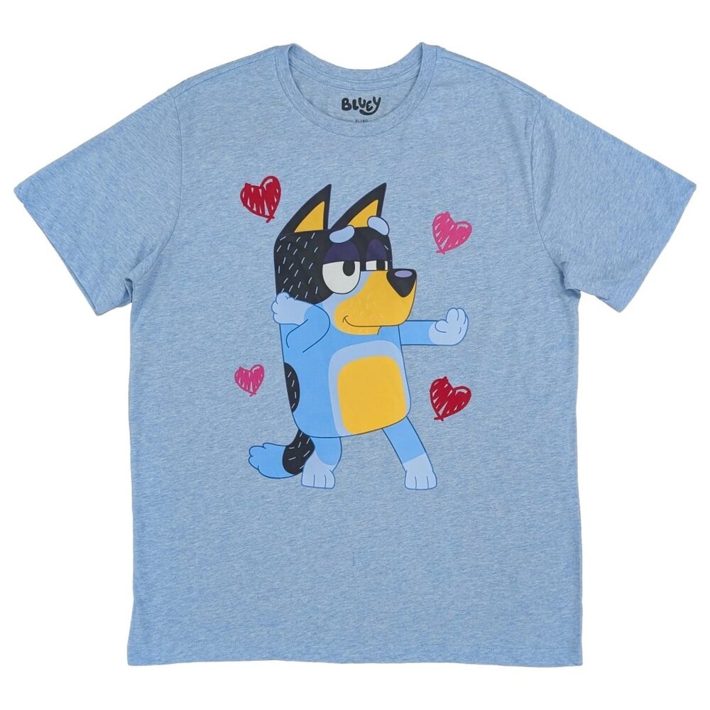 Bluey Men's Graphic T-Shirt Short Sleeve Crew Neck Heather Blue NEW WITH TAGS